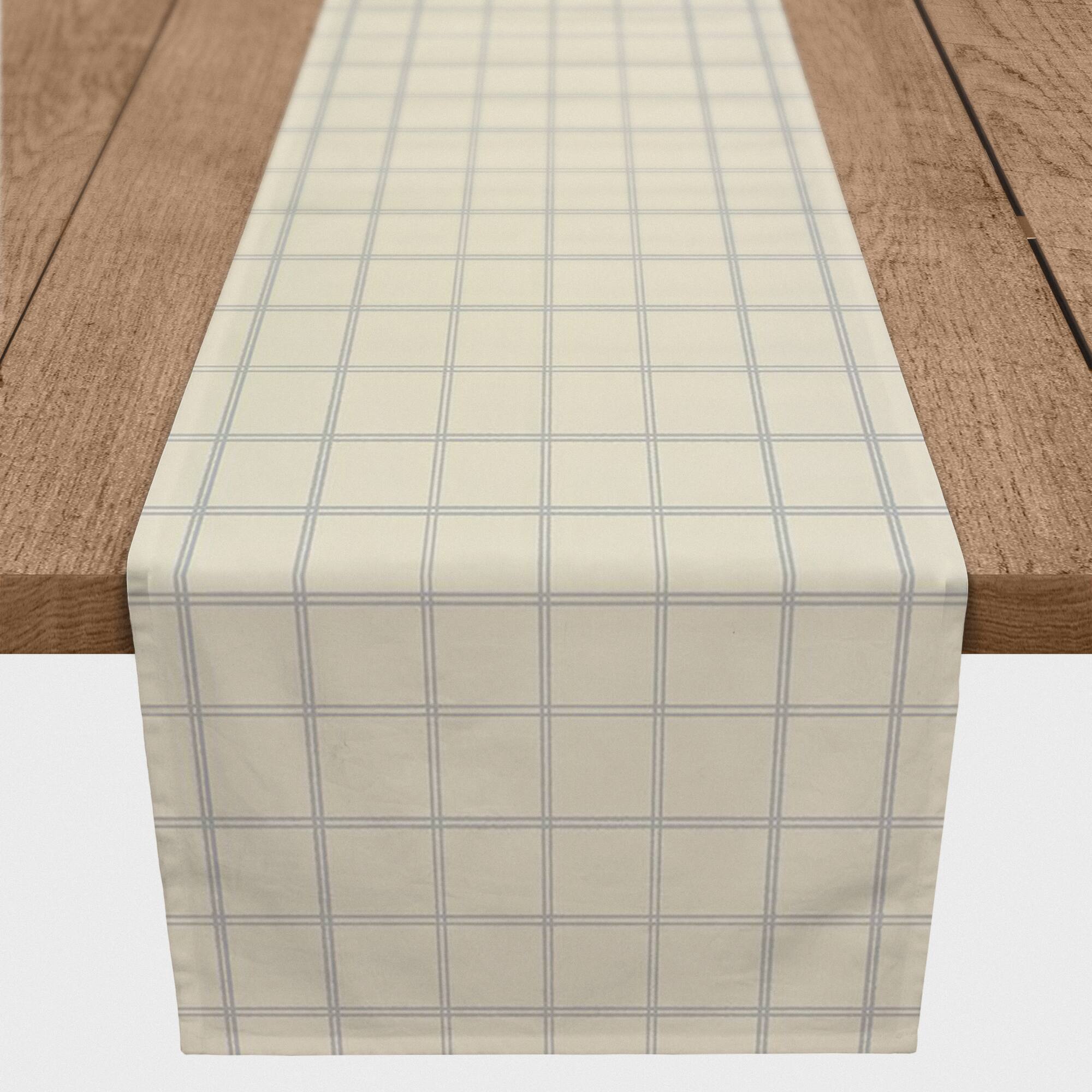 72" Gray & Check Cotton Twill Runner